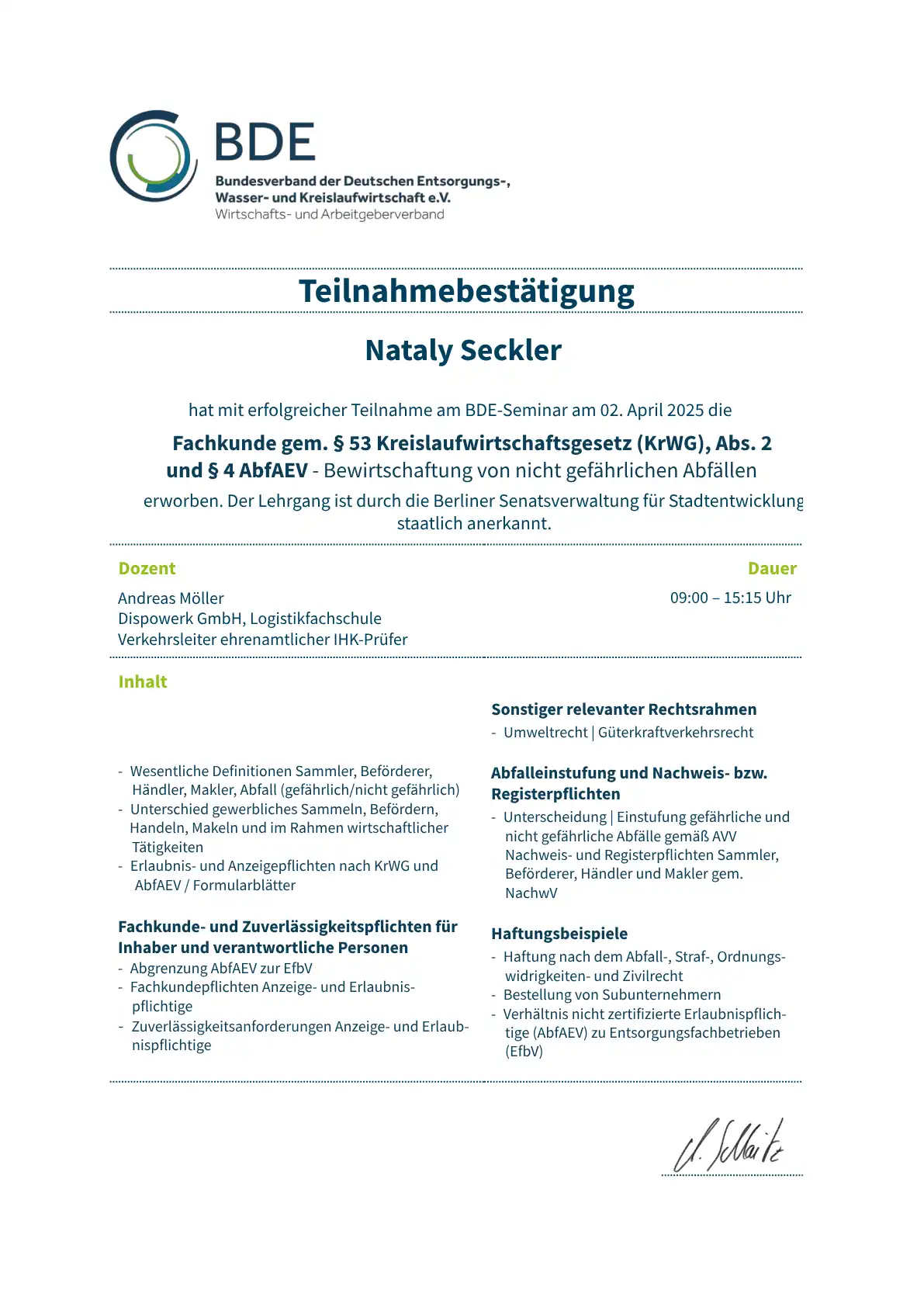 zertifikat fachkunde