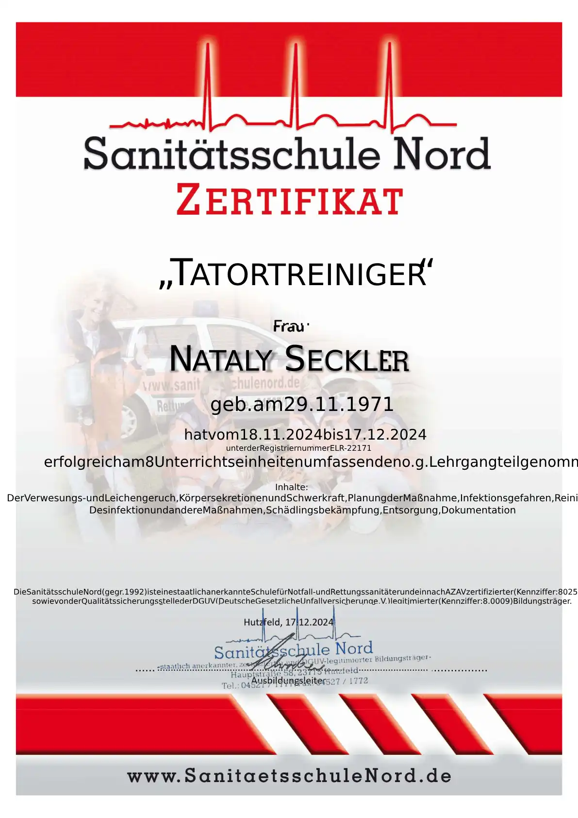 zertifikat tatortreinigung